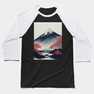 Serene Mount Fuji Sunset - Peaceful River Scenery Baseball T-Shirt